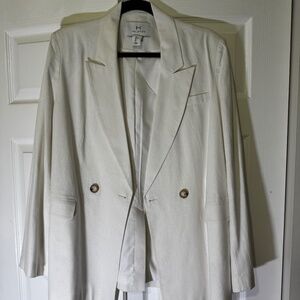 Halston White Linen Women's Blazer Size Large